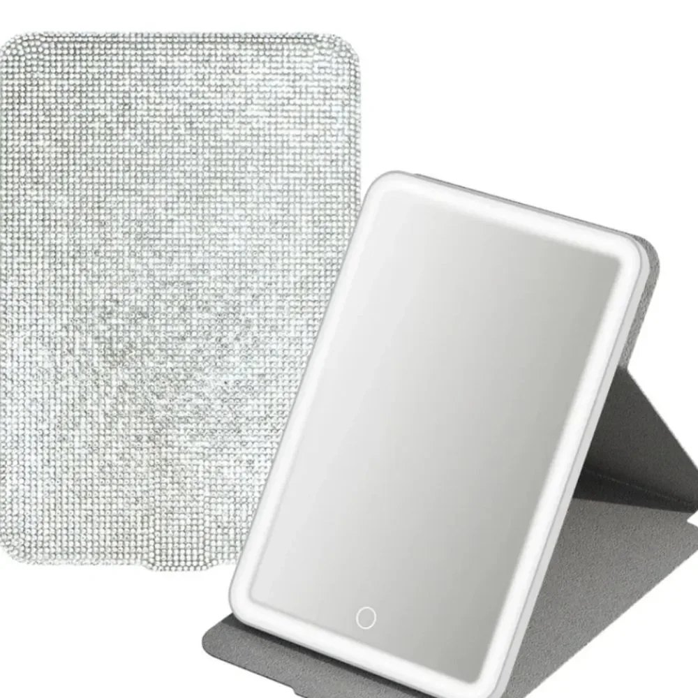 Impressions Touch Tablet Bling Folio LED Makeup Mirror- Silver